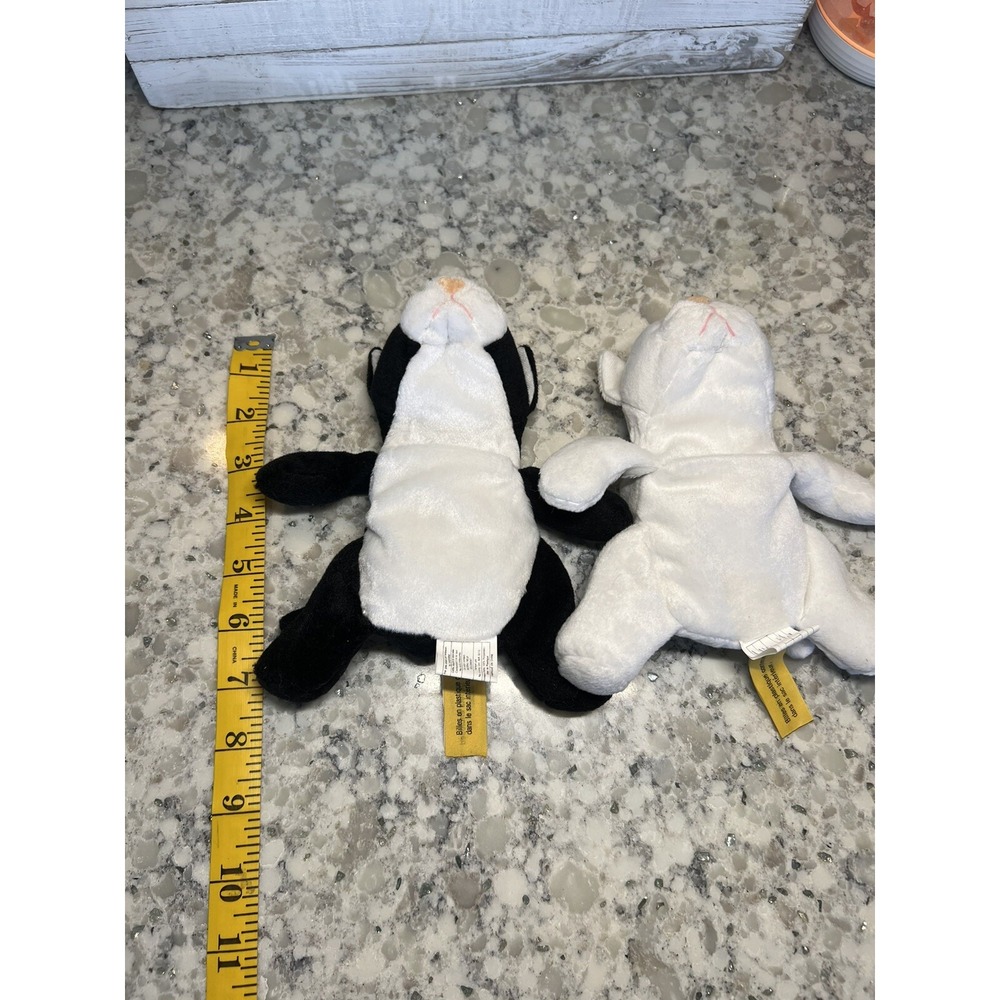 Cat GANZ 7" Holly & Milly 2 Black White Bean Bag 1996 VTG Floppy Plush Toss'ems - Picture 7 of 7